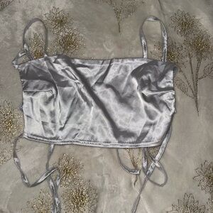 Nasty Gal Shimmering Silver Satin Top